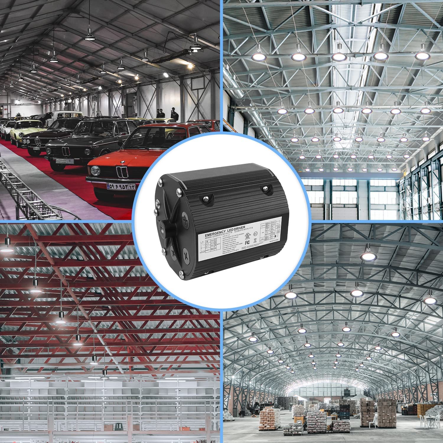 40W UFO High Bay Emergency Driver AC 100-347V Emergency Battery Backup Power Supply-DLC UL-Listed