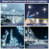 LED Shoebox Parking Lot Light 277-480V - 80-150W Selectable - White Housing - 21000LM Outdoor Commercial Lighting