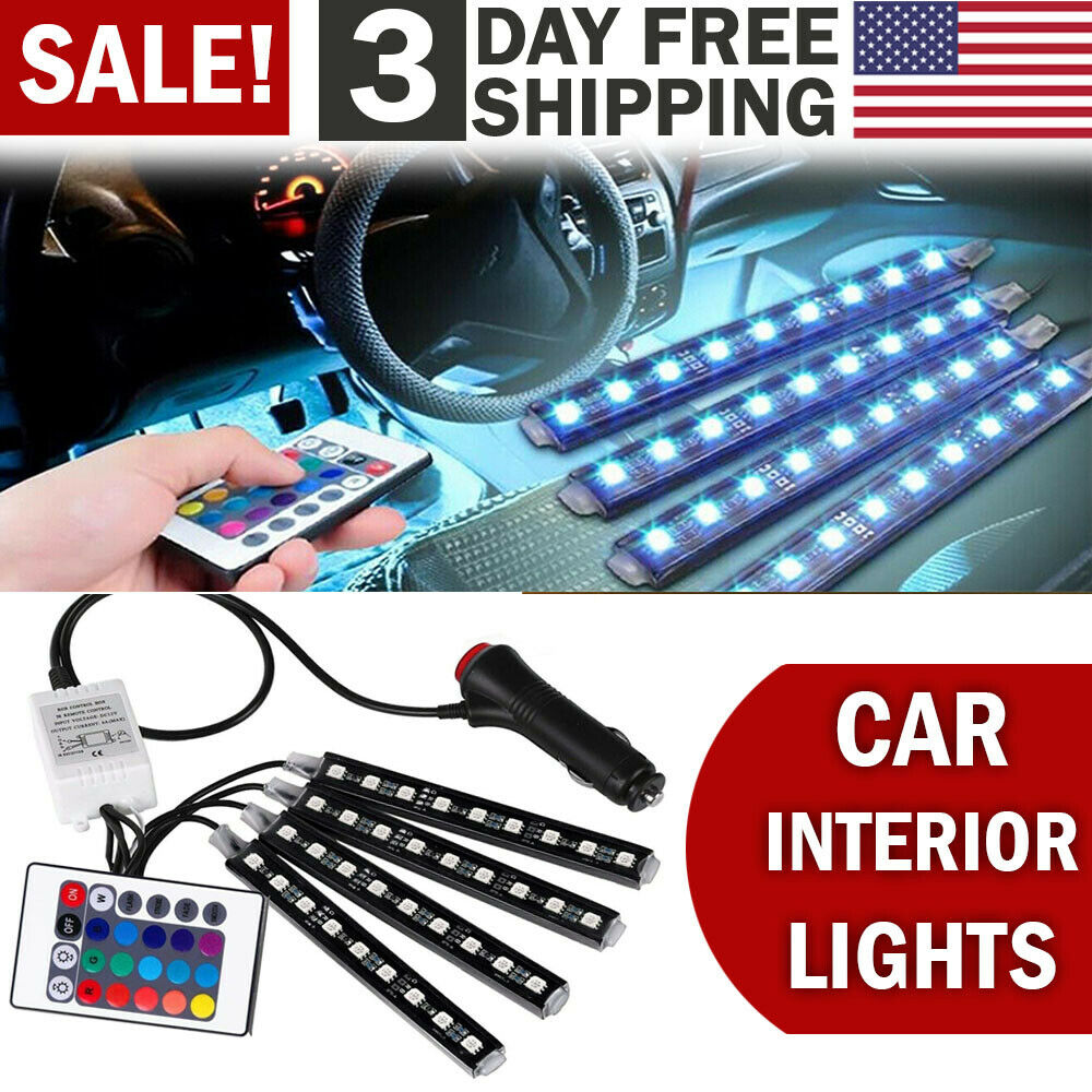 Car Interior Lights Neon Atmosphere RGB LED Strip Bar Car Decor Lighting Lamp US - LEDLIGHTING WHOLESALE