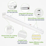 4 Pack-4ft Linkable LED Linear Strip Light-24W/32W/40W-3500K/4000K/5000K Selectable-ETL UL Certified 5 Years Waranty