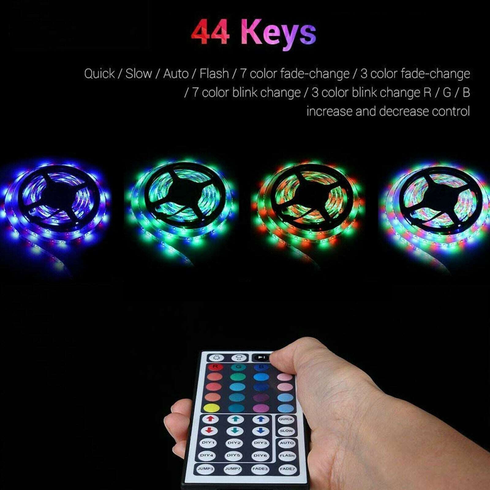 16.4FT RGB Flexible 300LED Strip Light-Remote Fairy Light-For Room Party-IP65 Waterproof