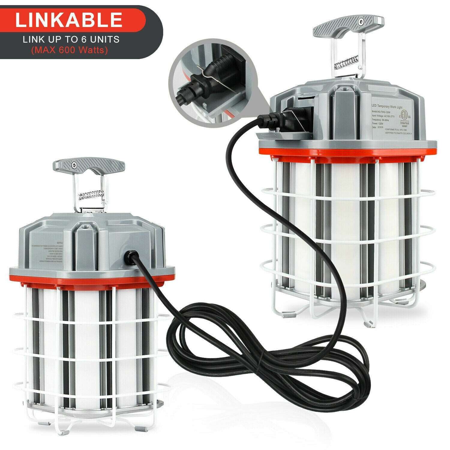 100W LED Temporary Work Light, 14500Lumen 5000K Construction Lights, Hanging Portable Job Site Light with Hook