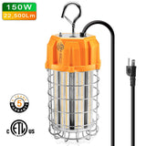 150W LED Temporary Work Light 21750LM 360° Lighting ETL Listed 10' Cable with 120V Plug Portable Hanging Construction Work Light