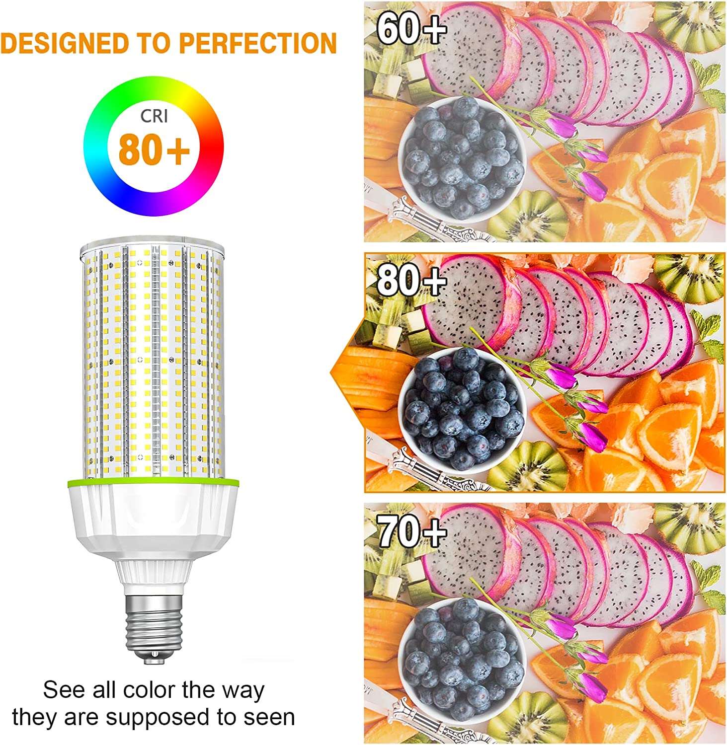 100W LED Corn Lights, cUL DLC Corn Retrofit Bulb 5000K Daylight 14500Lm E39 AC100-277V Warehouse Parking Lot Street Area Light