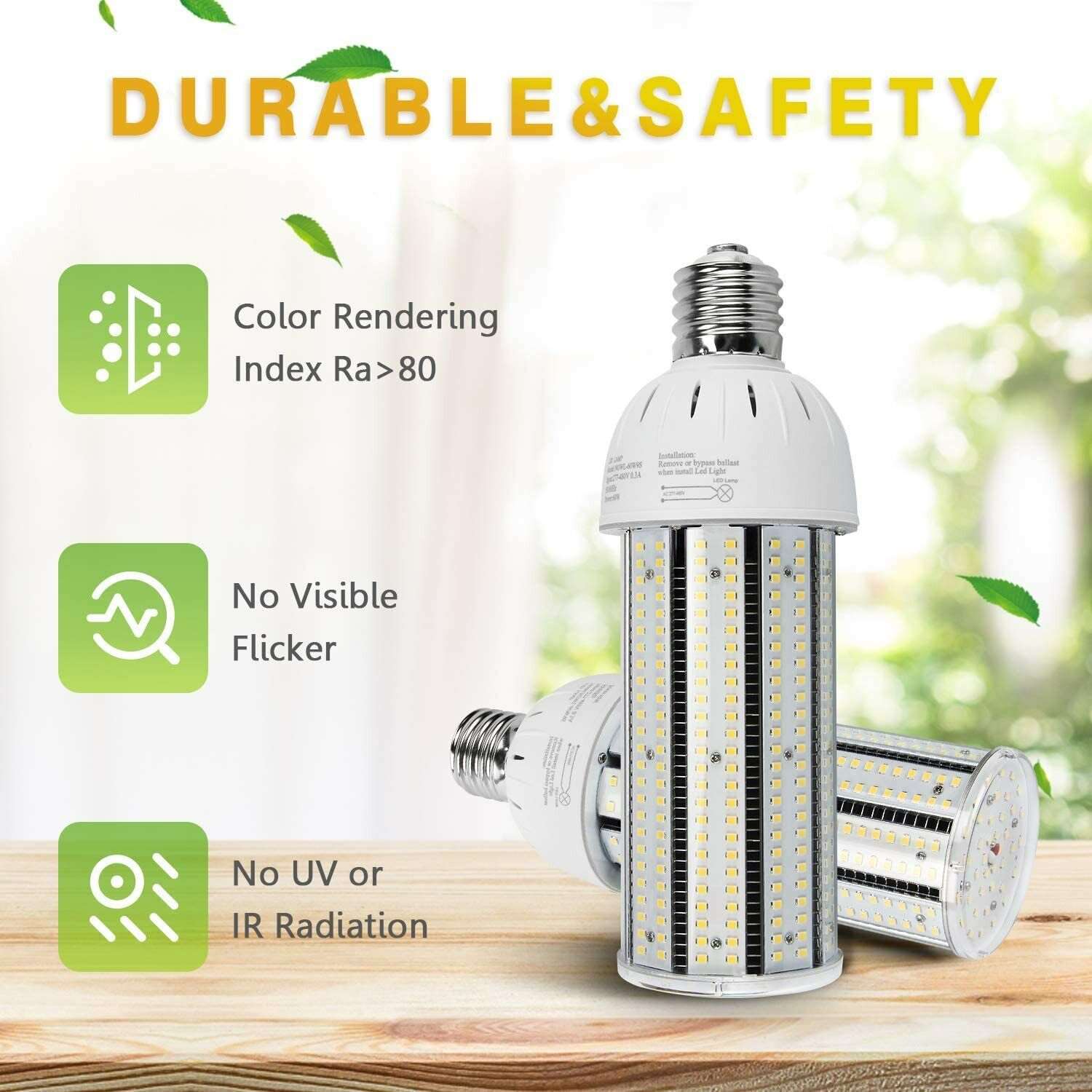 480V LED Corn Cob Light Bulb 60W, E39 Mogul Base Led Bulbs,8100LM 5000K Daylight Lamp, 250W CFL HPS Metal Halide Bulb Equivalent