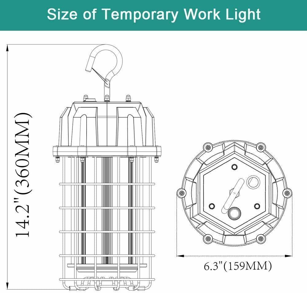 125W LED Construction Work Light Portable 18,750LM(500W MH/HPS Equiv) 5000K LED Temporary Hanging Job Site Area Lighting Fixture - LEDLIGHTING WHOLESALE