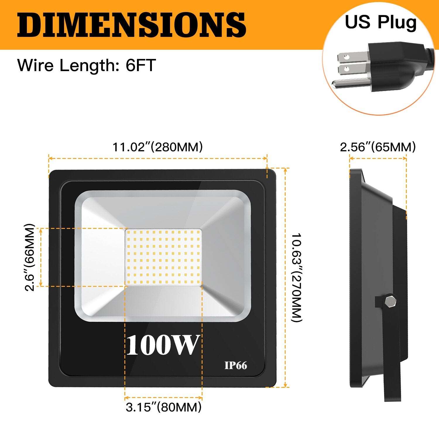 100W Led Stadium Flood Light Outdoor 14000Lm, 5000K Super Bright Commercial Area Lighting for Sport Field and Court 120V US Plug