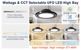 480V LED UFO High Bay Light - 180/200/240W Wattage & CCT Selectable - 170LM/W Industrial High Bay for Warehouse & Factory Lighting