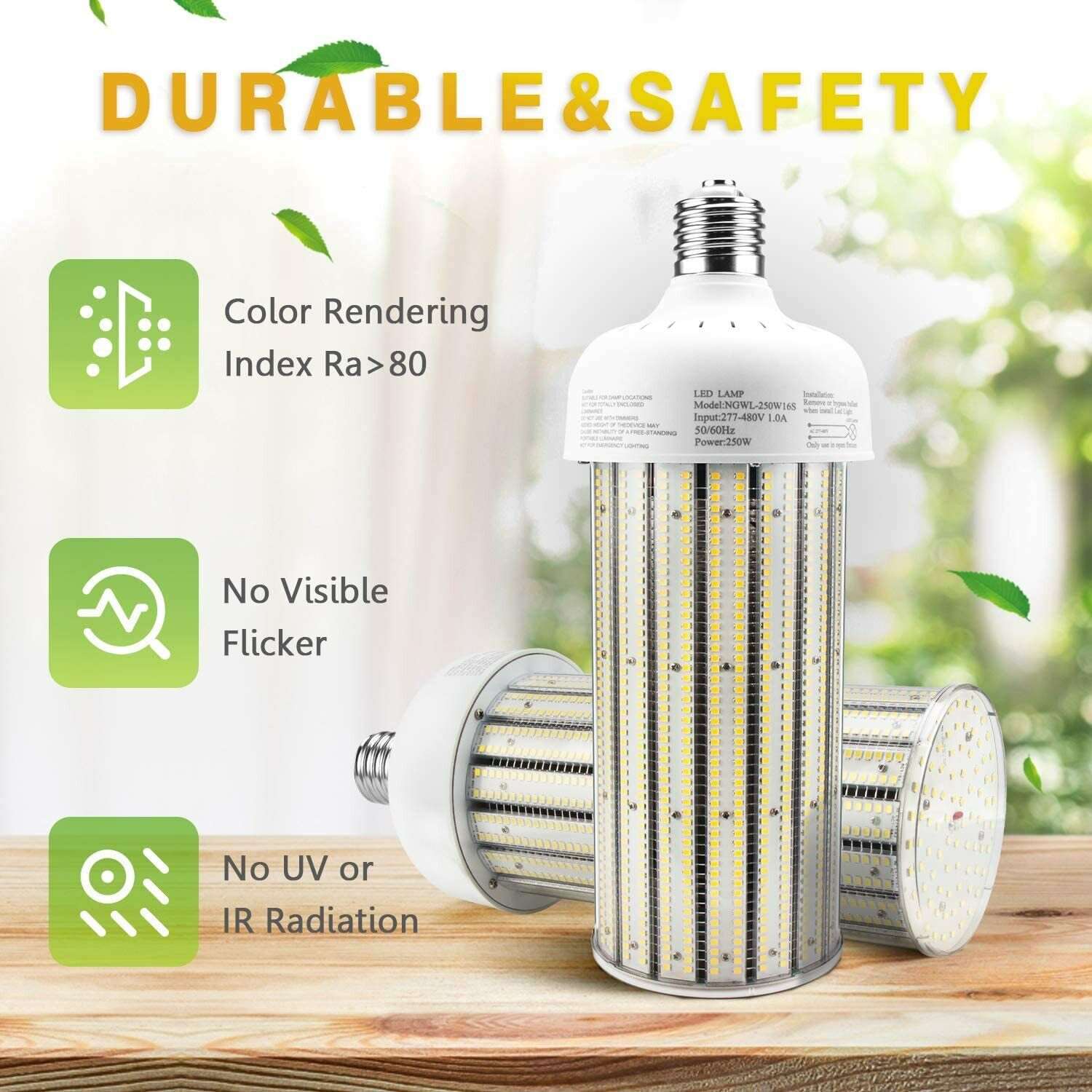 480Volt E39 LED Corn Light Bulb, Super Bright 33500LM 5000K Daylight High Bay Light for Warehouse Workshop Backyard Lot Retrofit