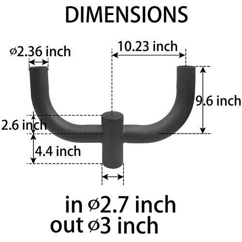 Tenon Adapter. 180 Degree Round Double Bullhorn Tenon for 2 fixtures. LED Street Light. Shoebox Parking Light. Parking Lot Pole Bracket