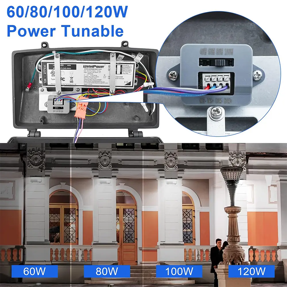 60W 80W 100W 120W Selectable LED Full Cutoff Wall Pack -5,200 Lumens-250W MH Equivalent-5000K-DLC Listed