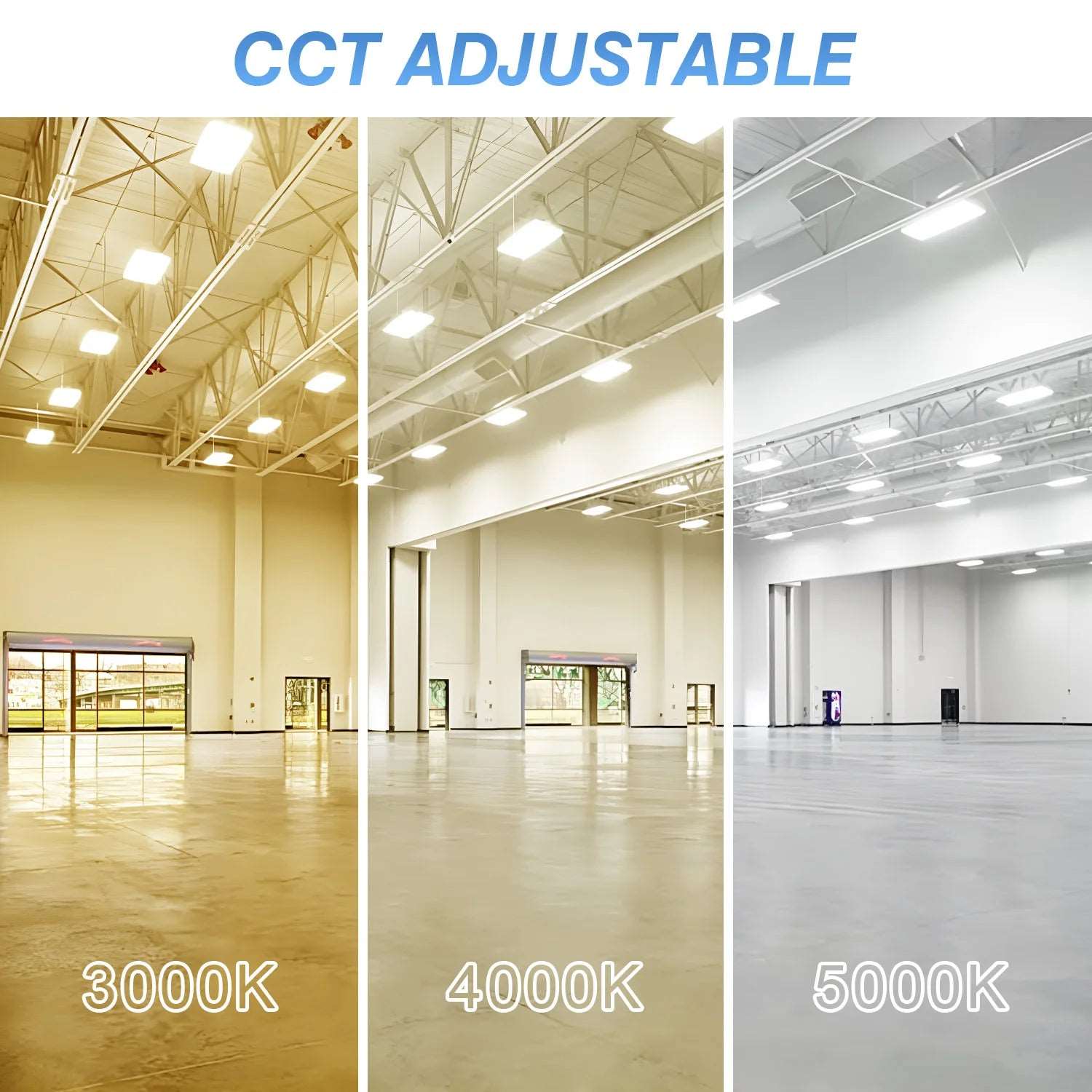 100W 150W 200W 240W 300W 400W CCT & WATT Adjustable Warehouse Supermarket Workshop Linear High Bay LED Panel Lights