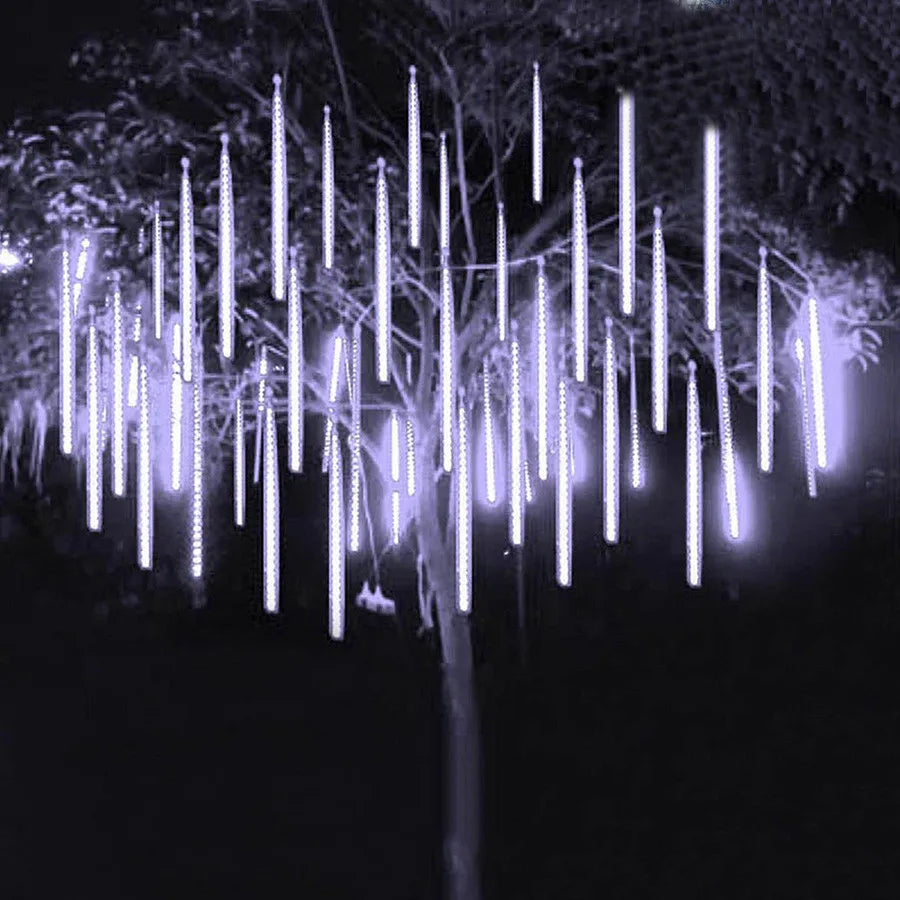 Meteor Shower Rain Light 50CM 384 LED Falling Rain Drop Christmas Light Snow Falling Icicle Light for Tree Holiday Party Decor - LEDLIGHTING WHOLESALE