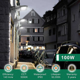 100W Led Parking Lot Light-14000 Lumens-CCT 5000K-Photocell Optional-250 MH Equivalent-UL+DLC 5.1