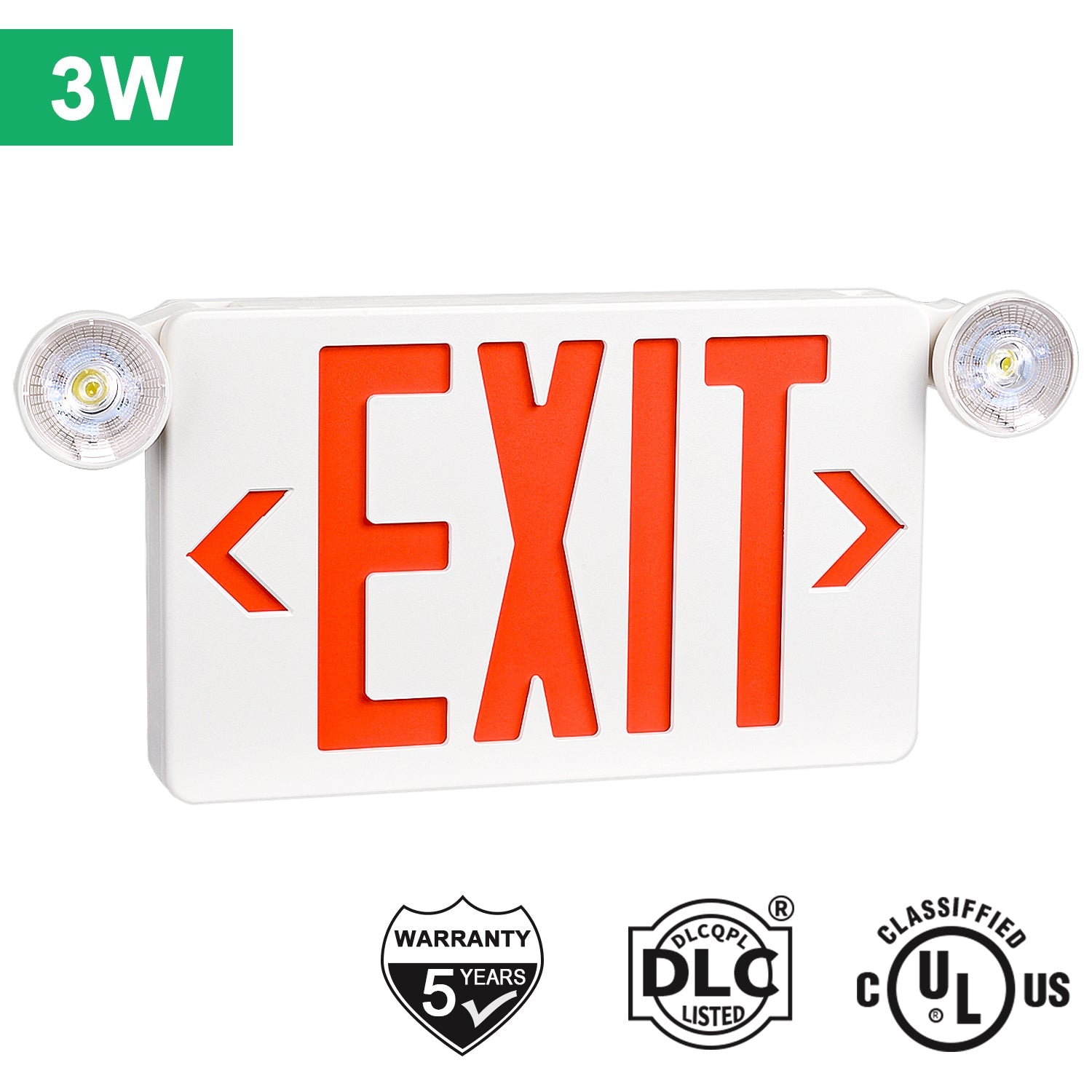 TANLITE Led Red/Green LED Exit Sign. UL-Listed Emergency Light - Dual LED Lamp ABS Fire Resistance