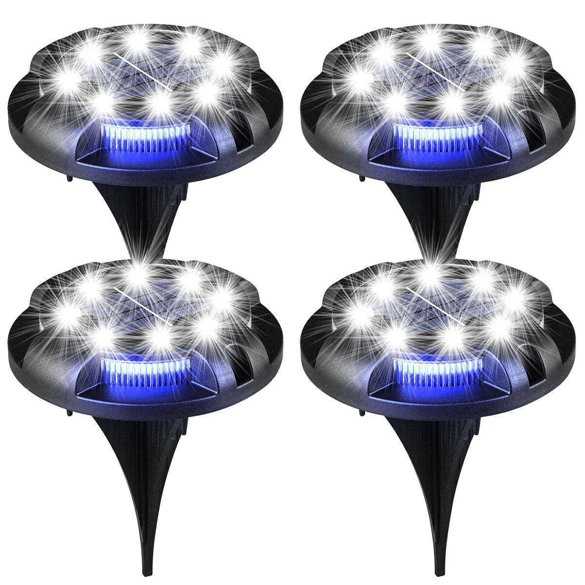 4pcs Solar Ground Light -12 LEDs Solar Disk Light- IP65 Waterproof- for Pathway Garden Lights