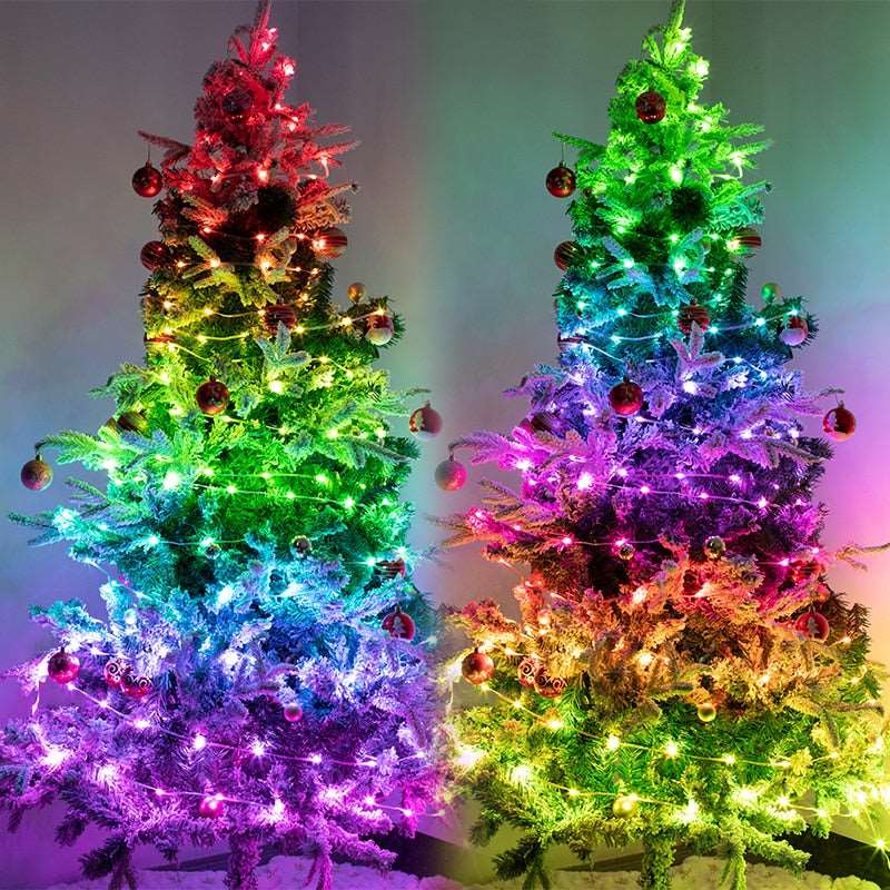 Christmas Tree RGB Lights Smart Bluetooth Control USB LED String Lamp