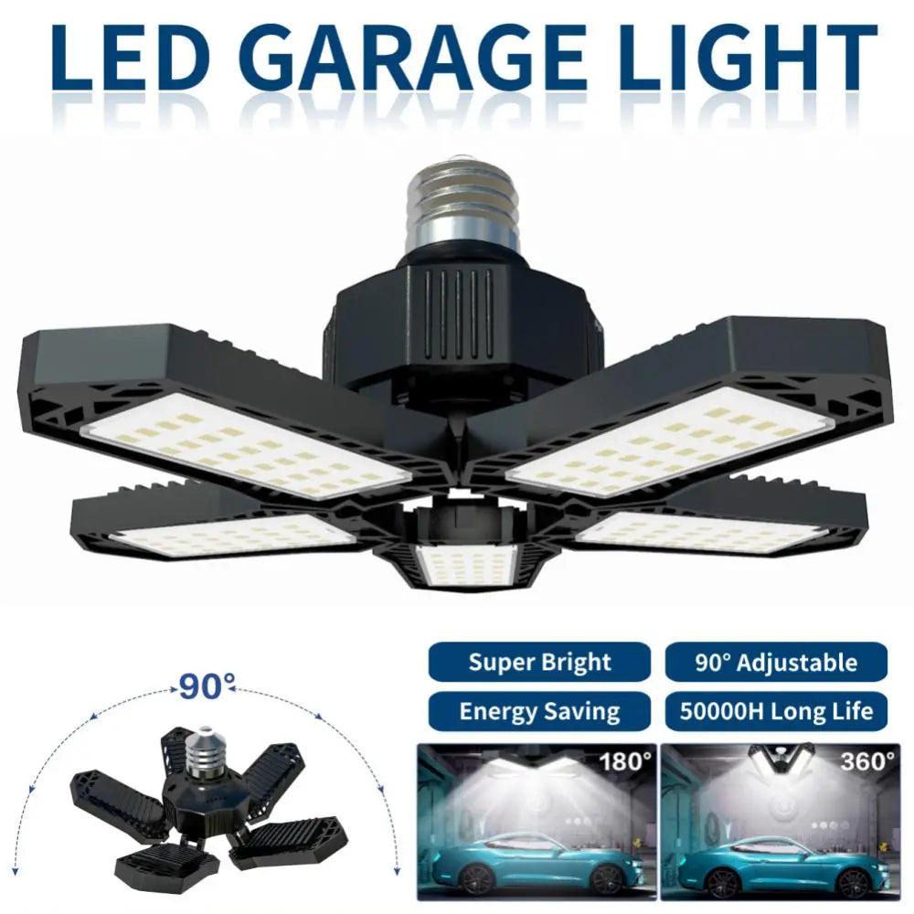 100-265v 5000 Lumen Bulb Deformable Led Garage Lights With 5 Adjustable Panels Durable Ceiling Light E26/e27 Home Fan Blade Bulb - LEDLIGHTING WHOLESALE