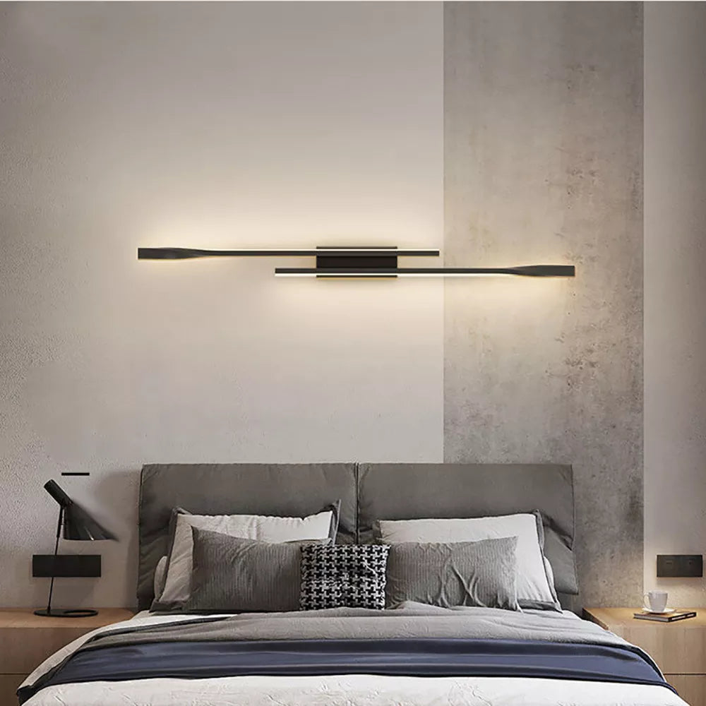 Long strip wall lamp light luxury creative room bedroom bedside lamp simple modern Nordic living room TV wall lamp - LEDLIGHTING WHOLESALE