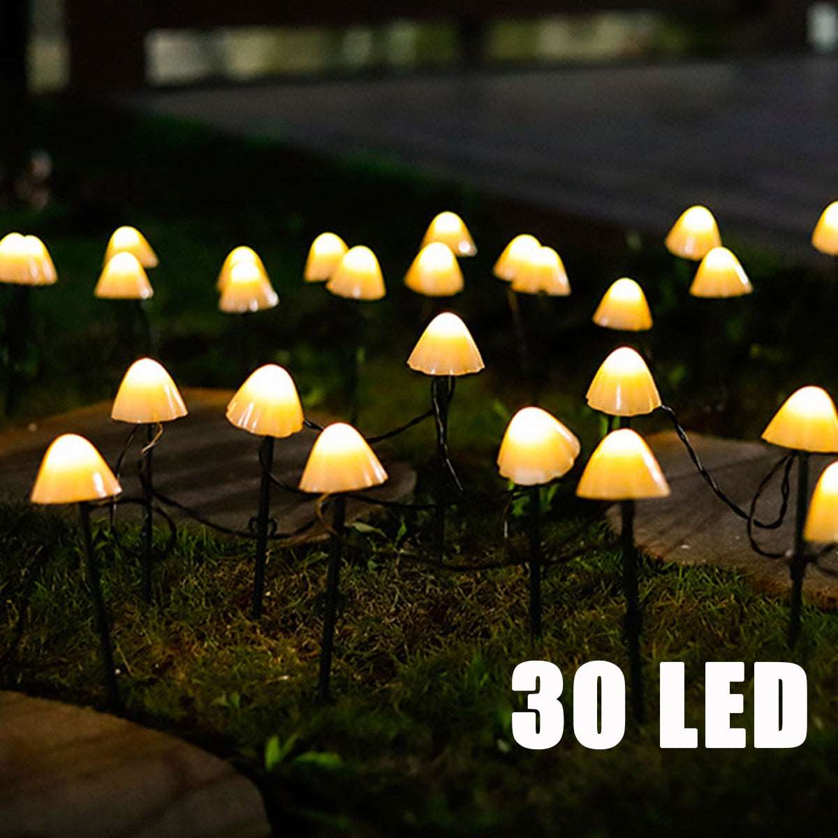 30 PCS Mushroom Solar Powered String Light-Waterproof