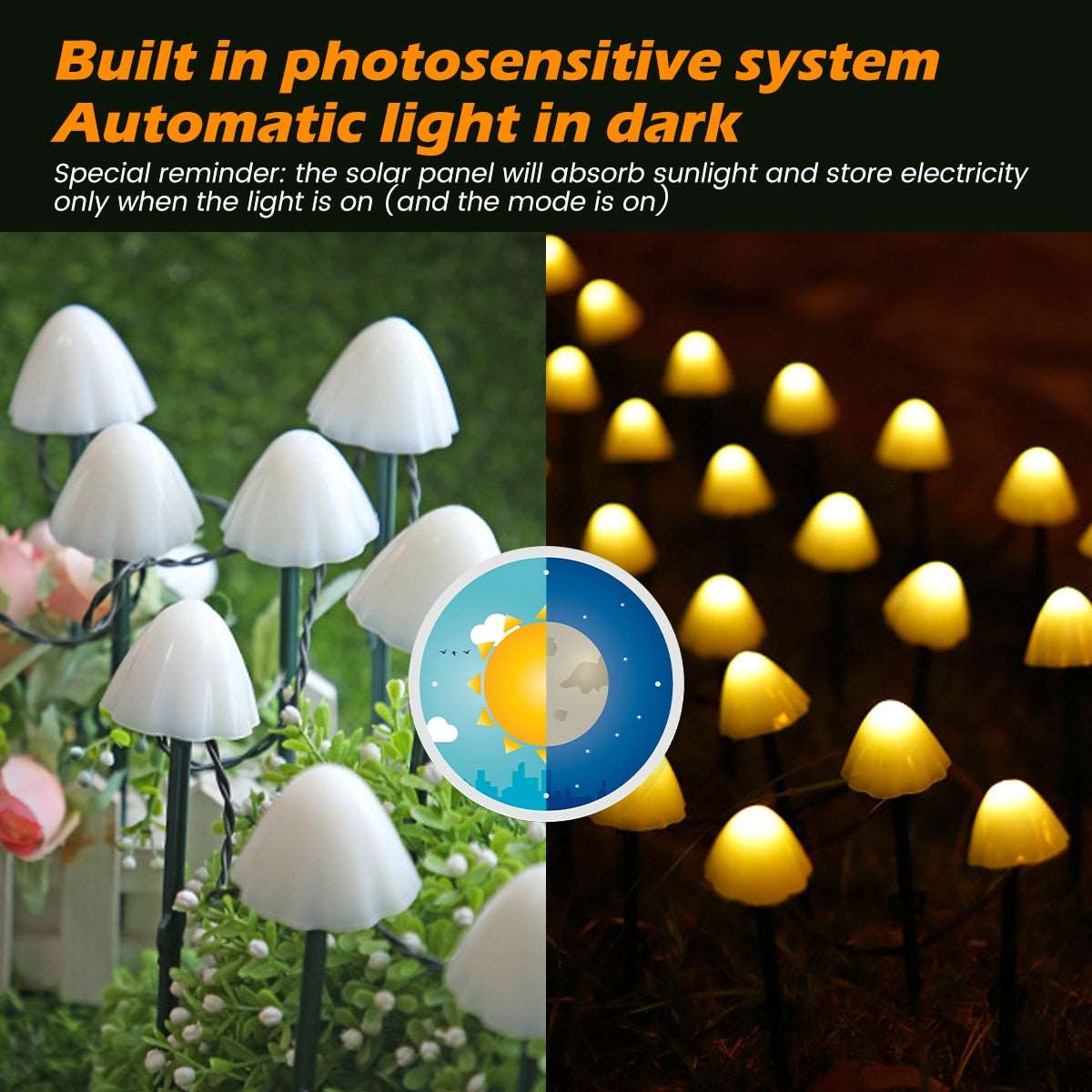 30 PCS Mushroom Solar Powered String Light-Waterproof