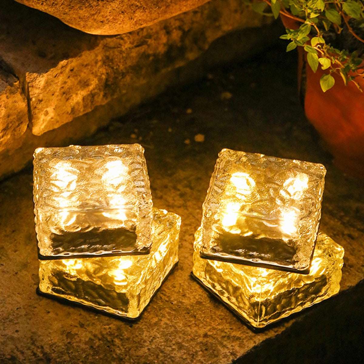 4pcs Ice Cube Solar LED Lights-Outdoor Decor Lawn Lamp-For Landscape Garden