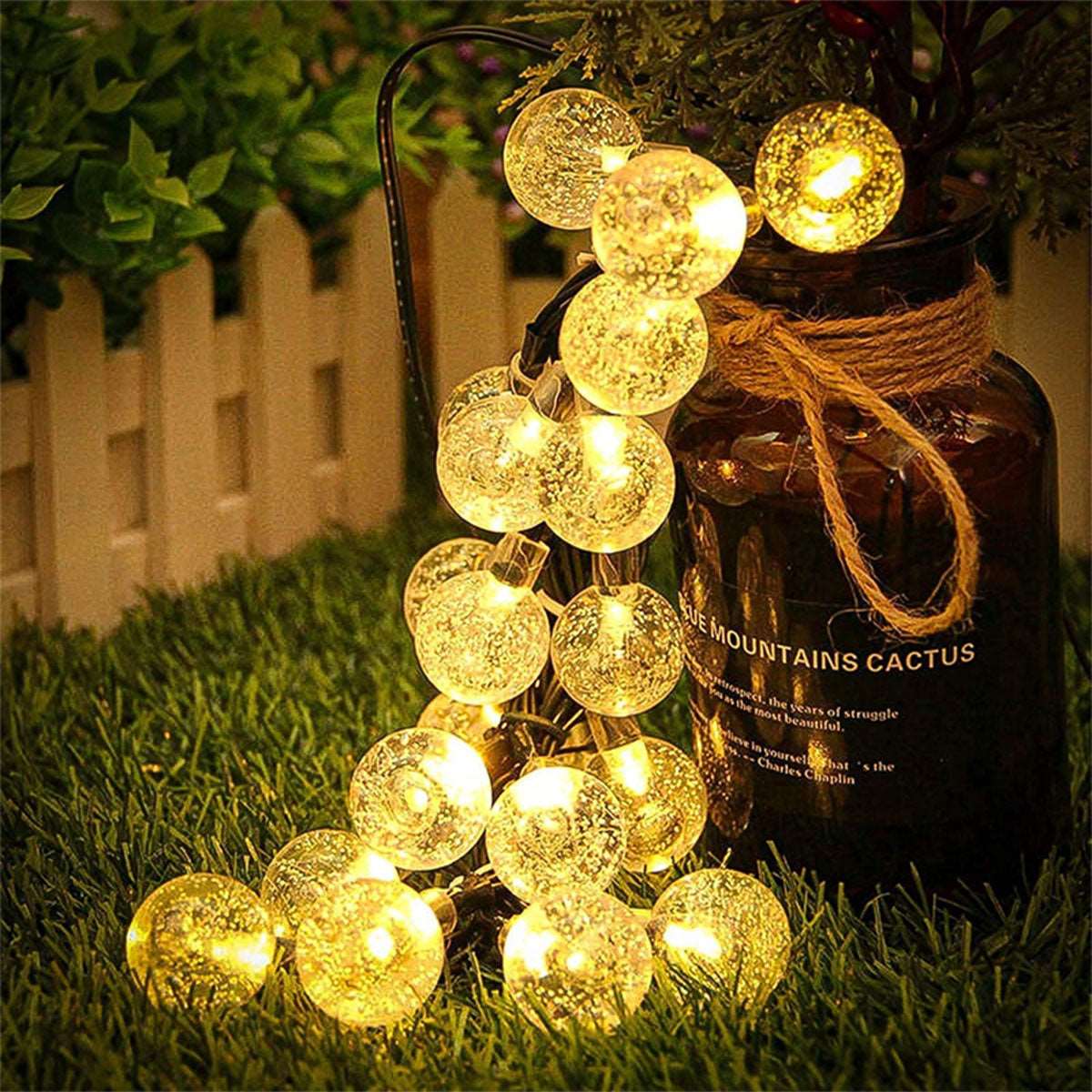 100 LEDs Crystal Globe Lights-Outdoor Solar Garland String Lights