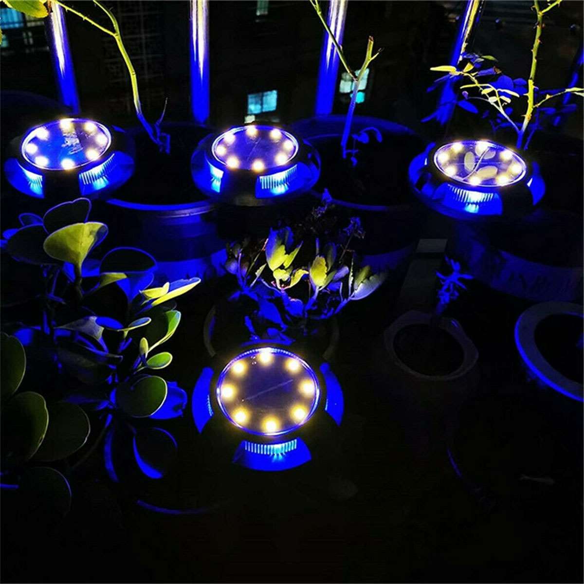 4pcs Solar Ground Light -12 LEDs Solar Disk Light- IP65 Waterproof- for Pathway Garden Lights