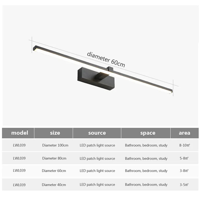 Modern Bathroom LED Wall Light Hardwares Wall Lamp Three Colors Light Aluminum Led Black White Bathroom Mirror Line Lamp Fixture - LEDLIGHTING WHOLESALE