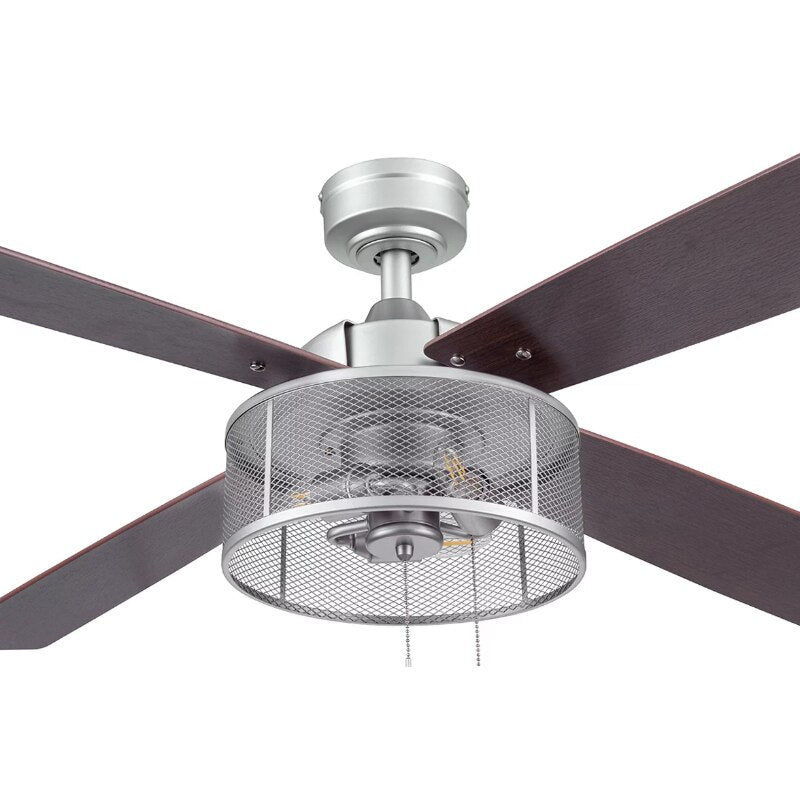 52" Better Homes Lamp,Gardens 4 Blade Pewter Cage Ceiling Fan with Lights - LEDLIGHTING WHOLESALE