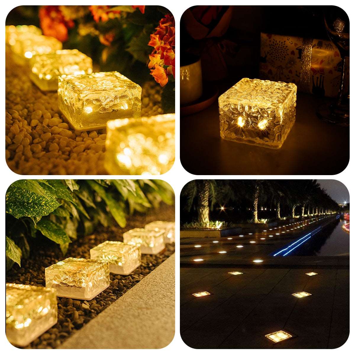 4pcs Ice Cube Solar LED Lights-Outdoor Decor Lawn Lamp-For Landscape Garden