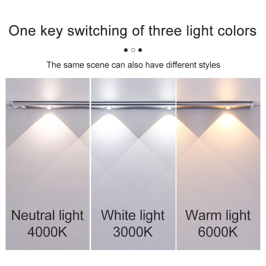 Ultra thin LED Light 20/30/40/55CM Cabinet Lamp PIR Motion Sensor Wireless USB Rechargeable Night light Cabinet Kitchen Lighting - LEDLIGHTING WHOLESALE