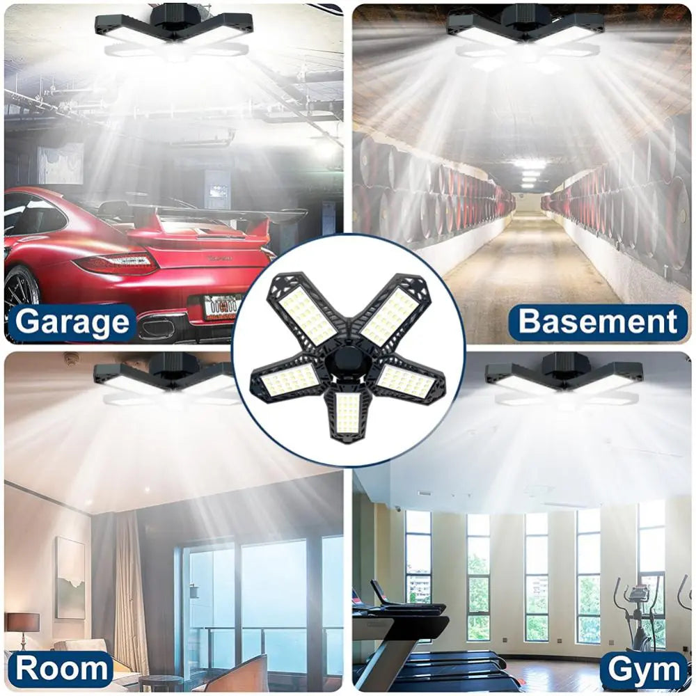 100-265v 5000 Lumen Bulb Deformable Led Garage Lights With 5 Adjustable Panels Durable Ceiling Light E26/e27 Home Fan Blade Bulb - LEDLIGHTING WHOLESALE