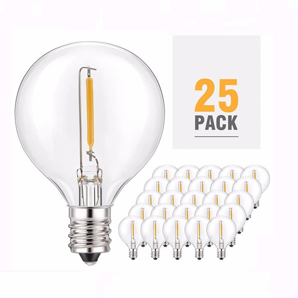 6/25 Pcs G40 LED String Light Bulb LED Lamps Tungsten LED Bulbs E12 Base Socket Holder Bulb For Home - LEDLIGHTING WHOLESALE