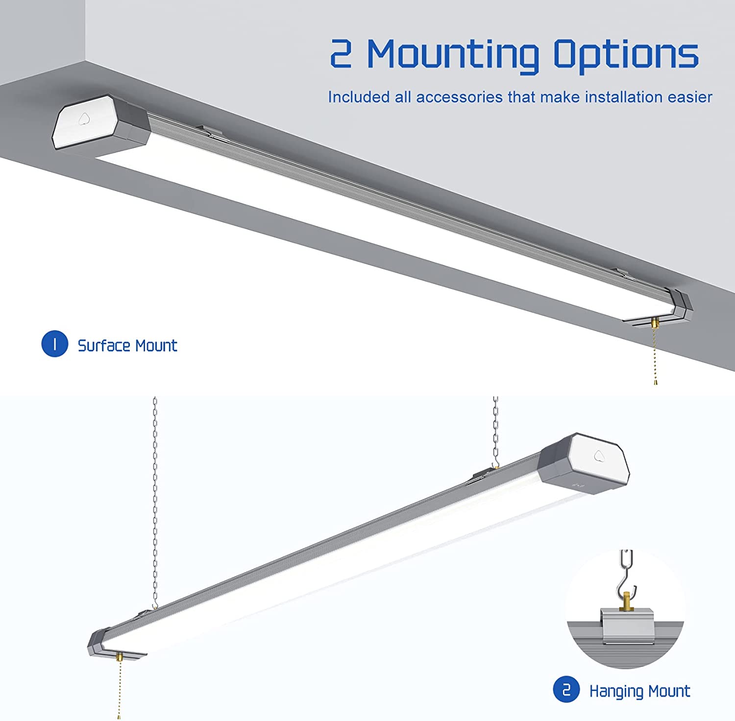 Linkable LED Shop Light ETL Listed 100W 12,000 LM 5000K Utility LED Ceiling Lights for Garage, 3.6FT Plug in Integrated Fixture - LEDLIGHTING WHOLESALE