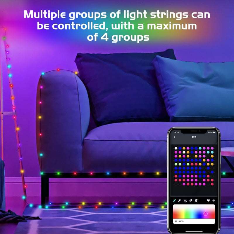 Christmas Tree RGB Lights Smart Bluetooth Control USB LED String Lamp