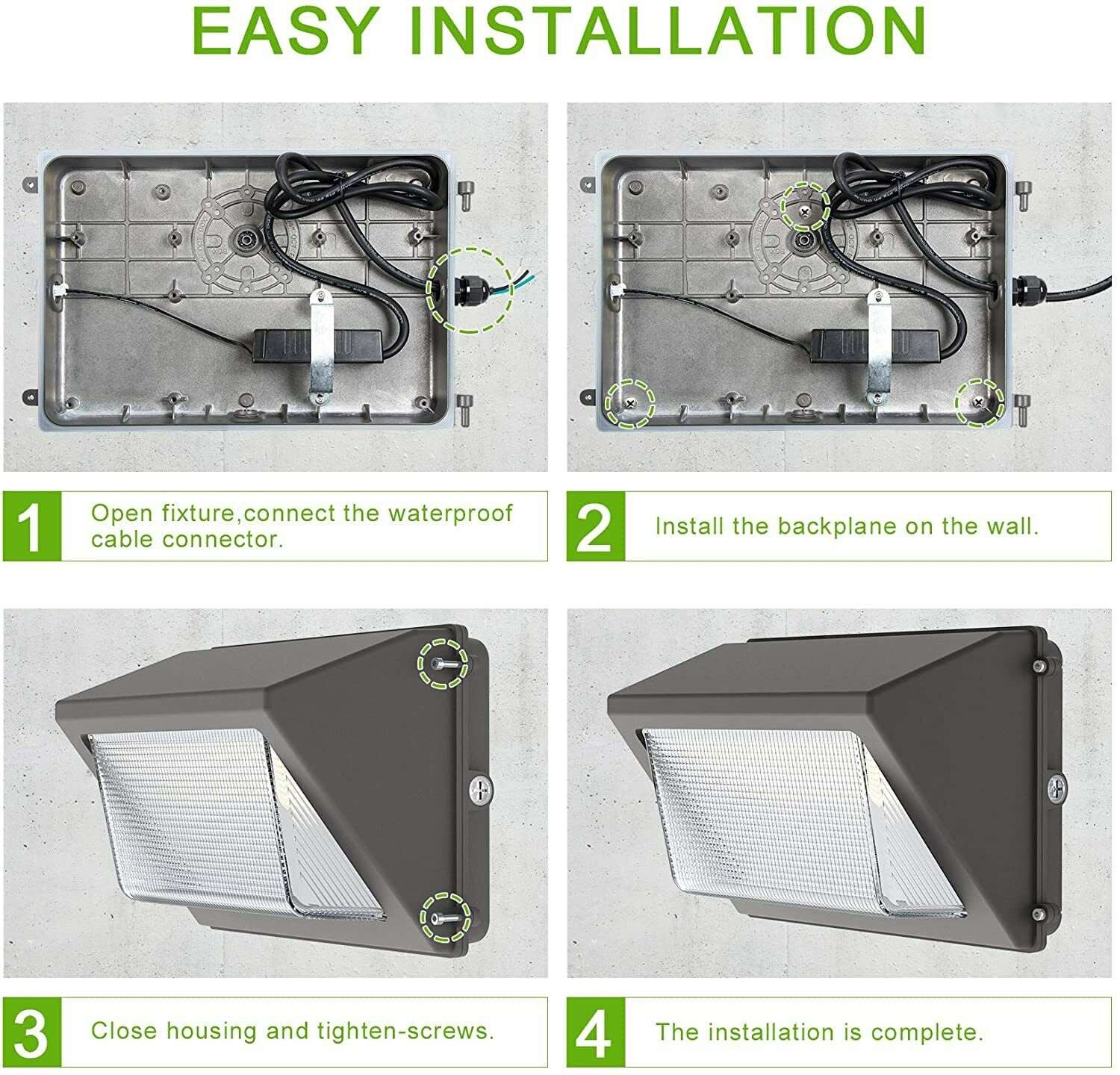 120W LED Wall Pack with Photocell Outdoor ETL 120-277V 5000K 15600LM IP65 Wallpack Glass Cover Waterproof Dusk to Dawn Lighting