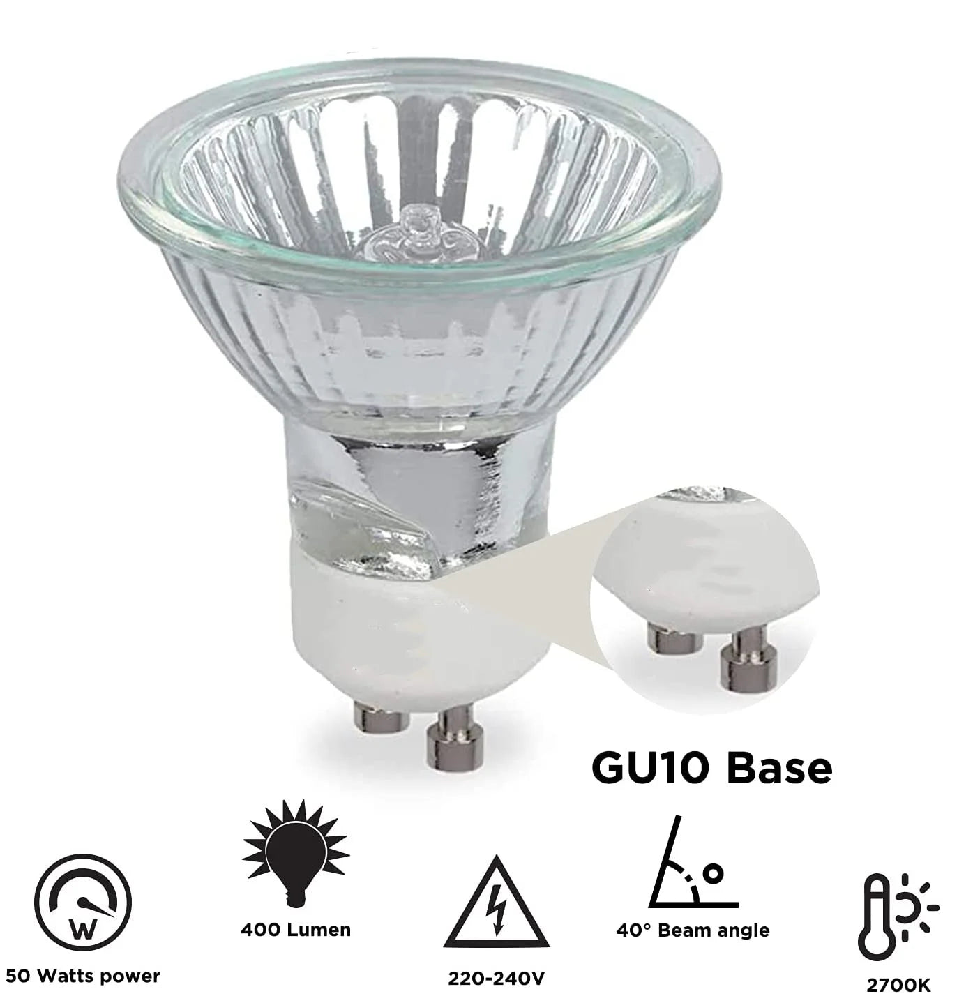 10pcs GU10 Halogen Lamp Bulb 50mm 220V 25W 35W 50W Cup Shape Halogen Spot Light Warm White Clear Glass - LEDLIGHTING WHOLESALE