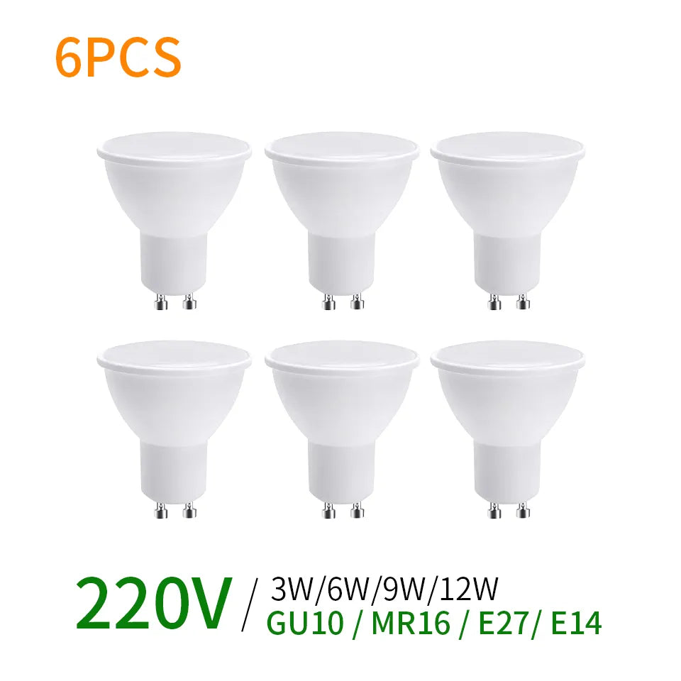 6PCS GU10 Led Bulb Light 220V MR16 Corn Lamp E27 Spot Light LED Bombilla Lampara E14 Bulb Home Lighting 3W 6W 9W 12W led bulb - LEDLIGHTING WHOLESALE