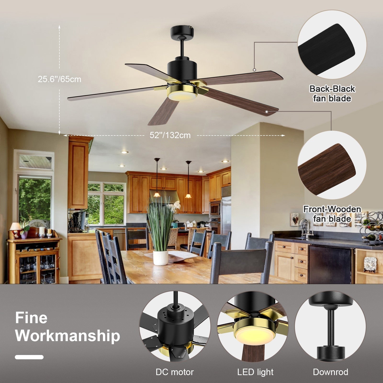 Modern Led Ceiling Fan With Lights DC Motor 6 Speeds Timing Voice/APP/Remote Control Fans Floor Loft Decorative Fan With Light - LEDLIGHTING WHOLESALE