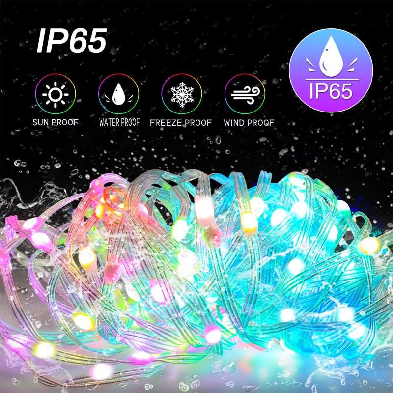 Christmas Tree RGB Lights Smart Bluetooth Control USB LED String Lamp