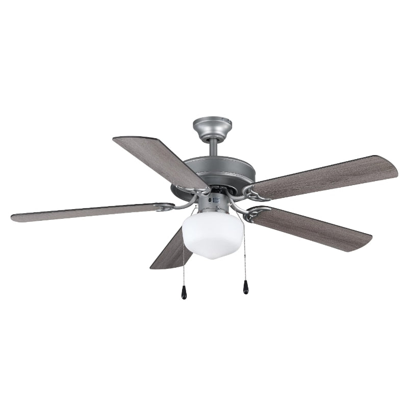 Mainstays 52 inch Downrod Ceiling Fan with Light Kit, Satin Nickel, 5 Blades, Reverse Airflow ceiling fans  celing fan - LEDLIGHTING WHOLESALE