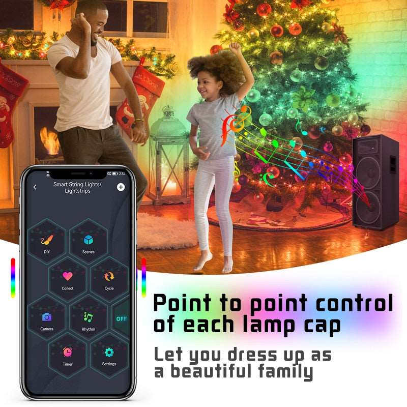 Christmas Tree RGB Lights Smart Bluetooth Control USB LED String Lamp