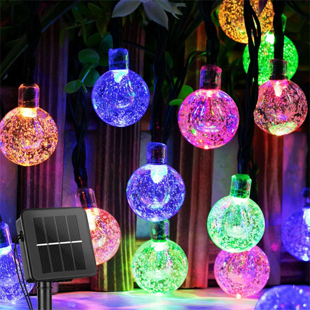 100 LEDs Crystal Globe Lights-Outdoor Solar Garland String Lights