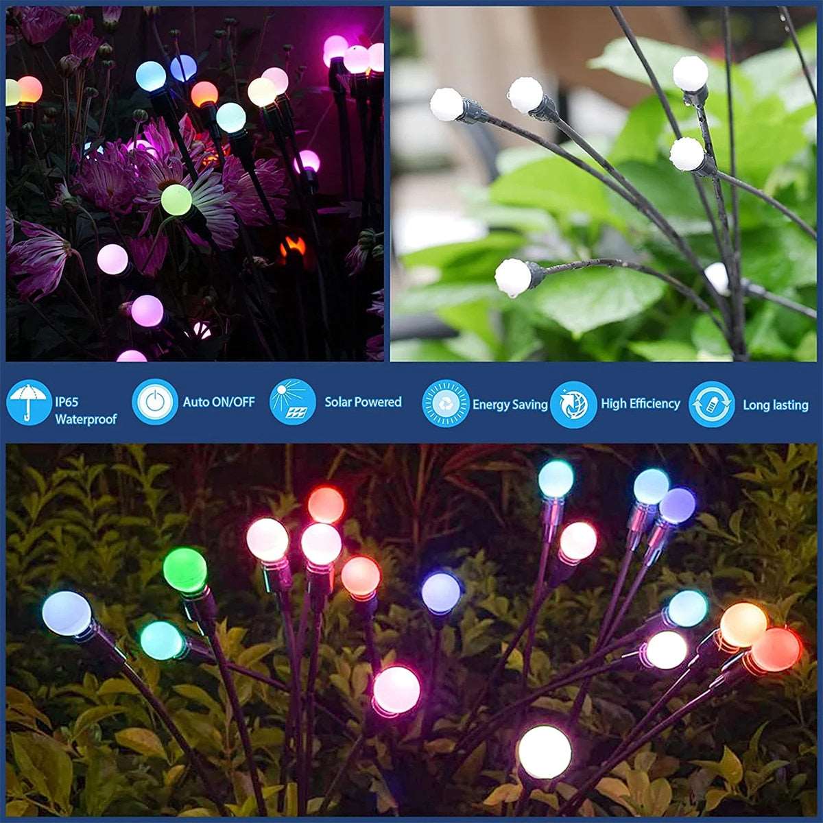 40 LED Christmas Lights Navidad Decor Simulation Firefly Solar Light