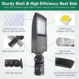 100W Led Parking Lot Light-14000 Lumens-CCT 5000K-Photocell Optional-250 MH Equivalent-UL+DLC 5.1