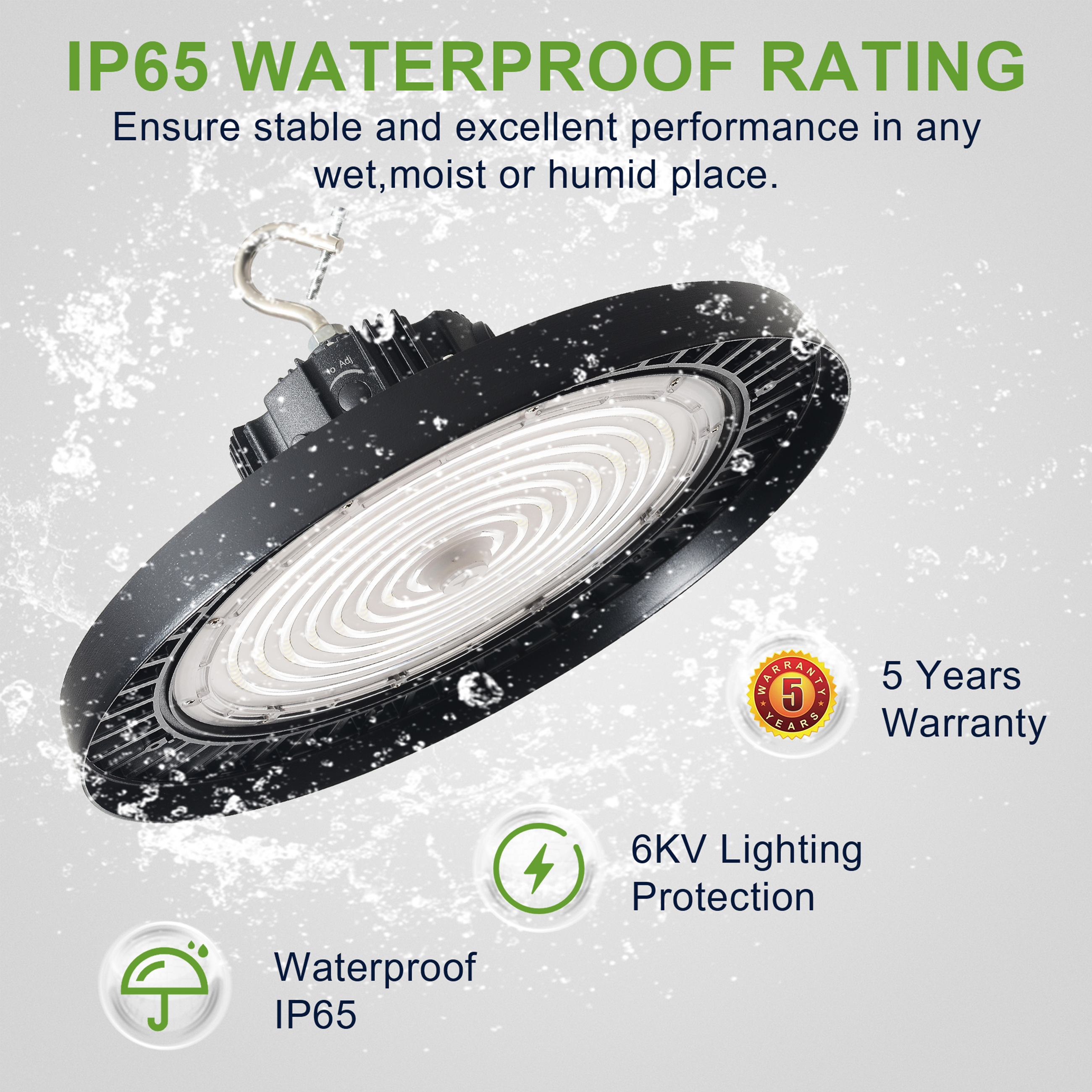 150W/120W/100W TANLITE UFO High Bay LED Fixture-277-480V-Selectable Wattage-CCT 5000K-Up To 21.000 Lumens