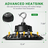 150W LED UFO High bay 5000K AC 100-277V-24,000 Lumens-5 Years warranty-ETL+DLC 5.1