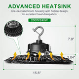 200W LED UFO High Bay Light CCT 5000K-AC 100~277V-32,000 Lumens-5 Years warranty-ETL+DLC 5.1