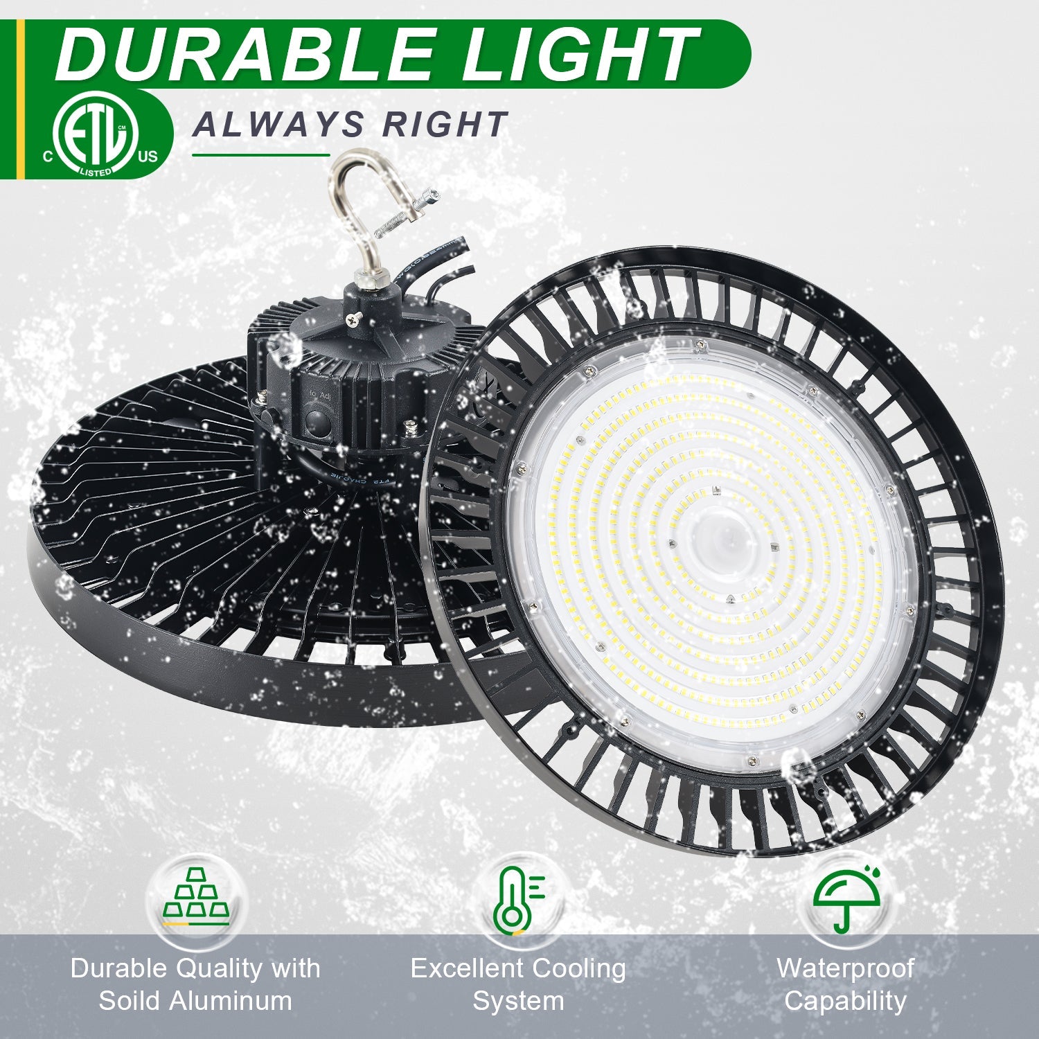 300W LED UFO High Bay Light-AC 100~277V-CCT 5000K-42.000 Lumens Output